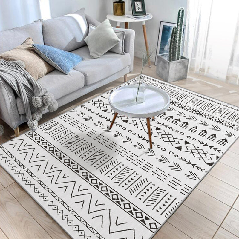 Native American Line Print Rug Multicolor Polypropylene Rug Pet Friendly Non-Slip Back Machine Washable Rug for Living Room