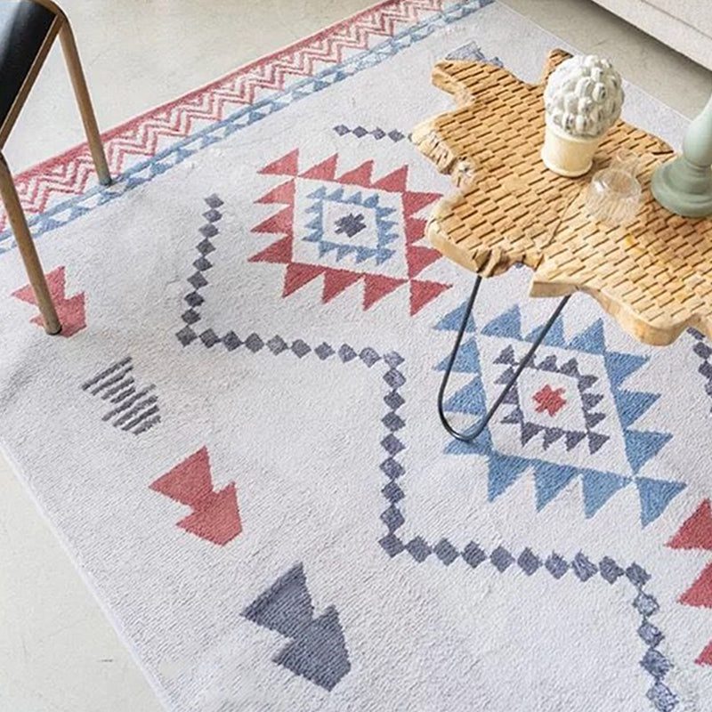 Chic Americana Rug Multicolored Geometric Rug Stain Resistant Non-Slip Back Washable Rug for Home