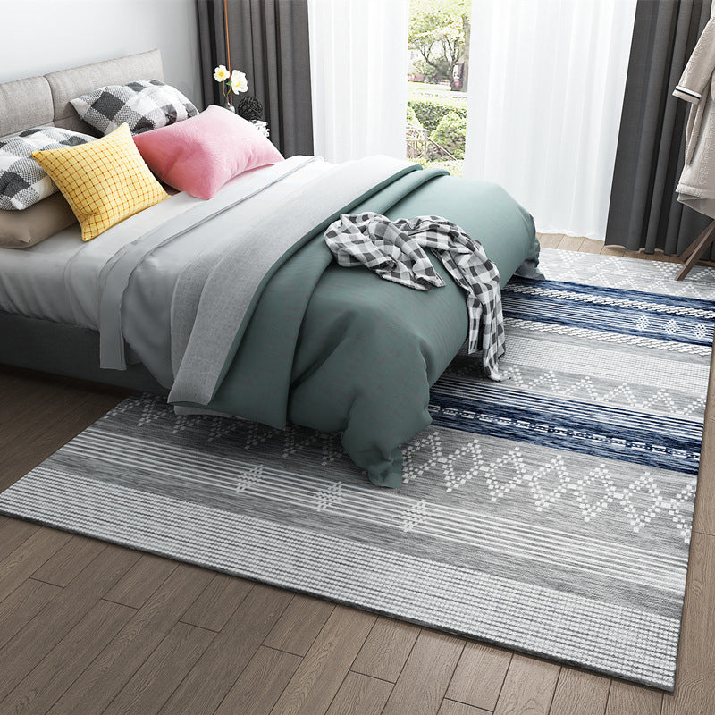 Primitive Tribal Rug Multicolor Geometry Rug Non-Slip Back Washable Stain Resistant Rug for Bedroom