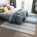 Primitive Tribal Rug Multicolor Geometry Rug Non-Slip Back Washable Stain Resistant Rug for Bedroom
