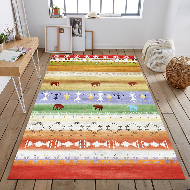 Southwest Tribal Print Rug Multicolor Polypropylene Rug Non-Slip Pet Friendly Washable Rug for the Living Room