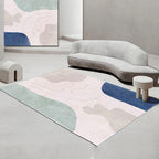 Nordic Interior Rug Multicolor Color Block Abstract Print Rug Polyester Stain Resistant Non-Slip Back Machine Washable Rug