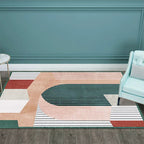 Creative Geometric Color-Block Carpet Multi Color Nordic Carpet Synthetic Non-Slip Stain-Resistant Machine Washable Carpet for Home