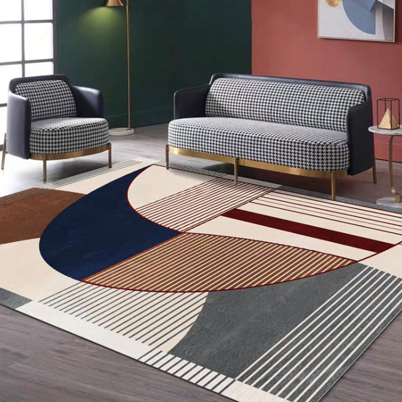 Creative Geometric Color-Block Carpet Multi Color Nordic Carpet Synthetic Non-Slip Stain-Resistant Machine Washable Carpet for Home