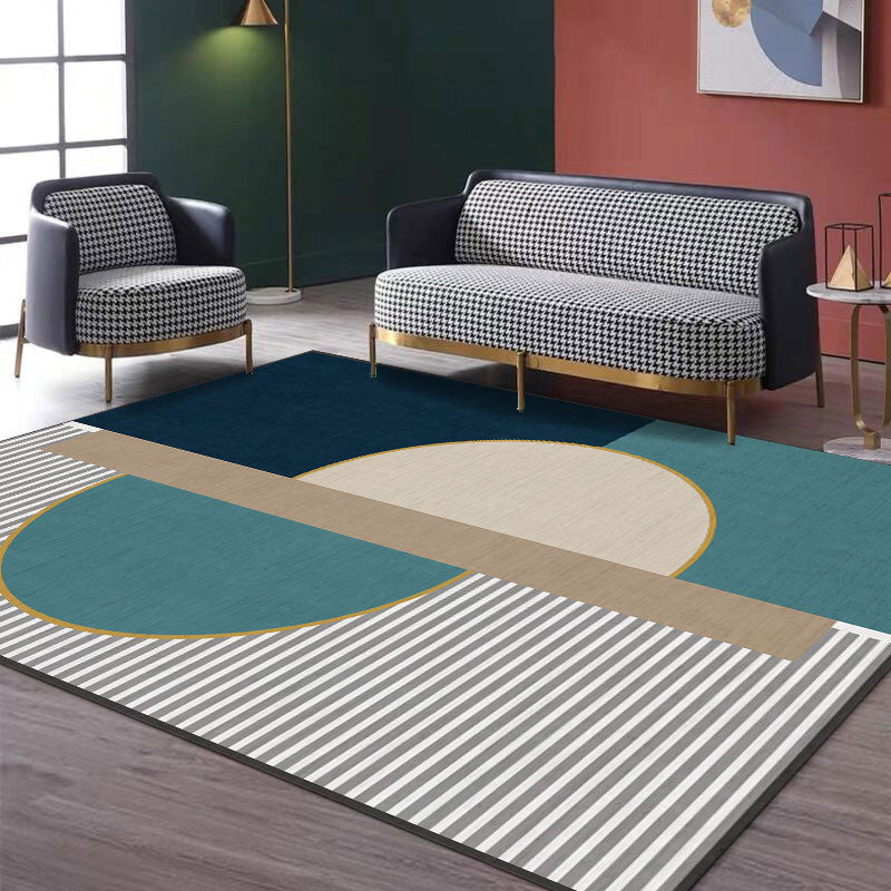 Creative Geometric Color-Block Carpet Multi Color Nordic Carpet Synthetic Non-Slip Stain-Resistant Machine Washable Carpet for Home