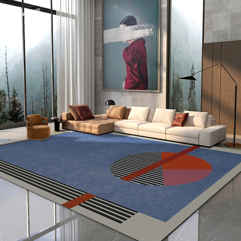 Multicolor Abstract Art Printed Rug Polypropylene Minimalist Area Rug Machine Washable Non-Slip Back Stain Resistant Rug for Large Space