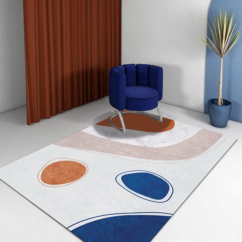 Multicolor Abstract Art Printed Rug Polypropylene Minimalist Area Rug Machine Washable Non-Slip Back Stain Resistant Rug for Large Space