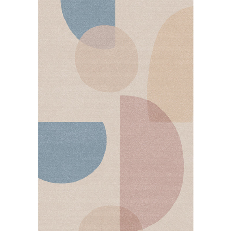 Multi Color Scandinavian Style Rug Polyester Abstract Water-Color Block Print Rug Stain Resistant Machine Washable Anti-Slip Backing Rug for Home