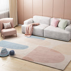 Multi Color Scandinavian Style Rug Polyester Abstract Water-Color Block Print Rug Stain Resistant Machine Washable Anti-Slip Backing Rug for Home