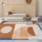 Modern Geometric Color Block Rug Multicolored Synthetic Area Rug Pet-Friendly Washable Non-Slip Back Rug for Living Room