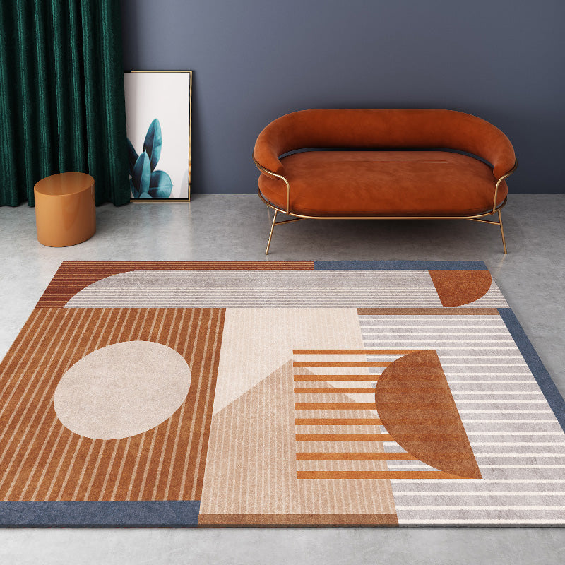 Modern Geometric Color Block Rug Multicolored Synthetic Area Rug Pet-Friendly Washable Non-Slip Back Rug for Living Room