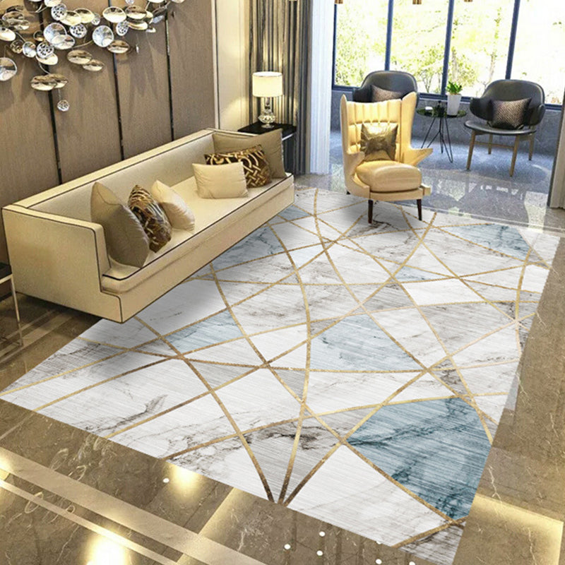 Modern geometric abstract patterned rug Multicolor synthetic rug non-slip pet-friendly machine washable rug for the living room