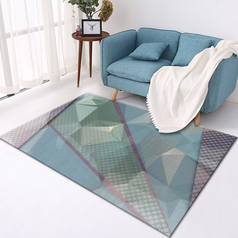 Multicolored modern rug made of polyester geometric pattern washable stain-resistant non-slip rug for the living room