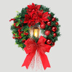 LED Christmas Wreath with Red Bow for Indoor Holiday Decor
