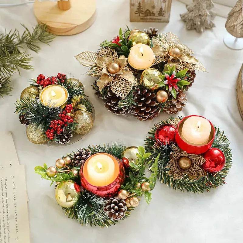 Christmas candle wreath Xmas New Year candle holders decors
