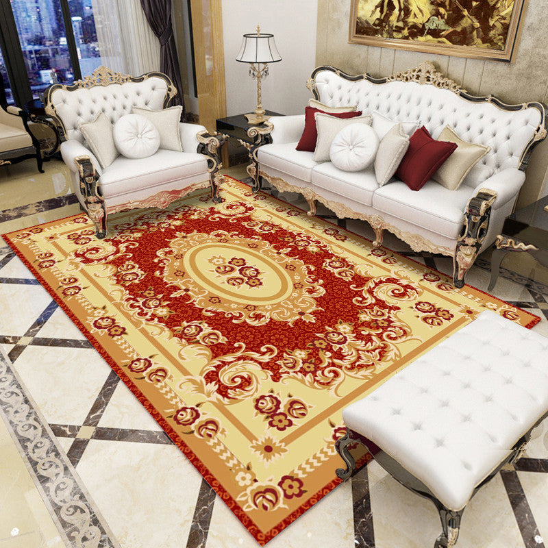 Olden Floral Pattern Carpet Multicolored Polyester Indoor Rug Non-Slip Backing Pet Friendly Rug for Living Room