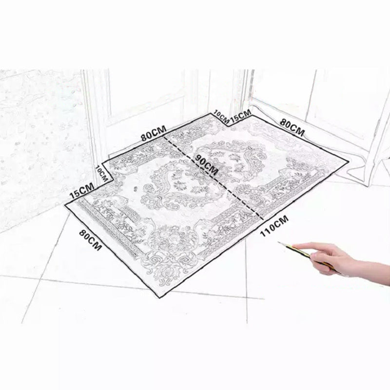Multicolored Living Room Carpet Nostalgia Floral Pattern Area Rug Synthetic Non-Slip Back Stain Resistant Carpet