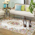 Multicolored Living Room Carpet Nostalgia Floral Pattern Area Rug Synthetic Non-Slip Back Stain Resistant Carpet