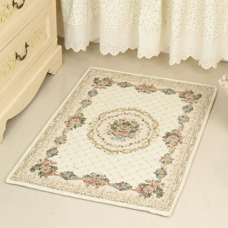 Simple Bedroom Carpet Colorful Floral Printed Indoor Rug Acrylic Non-Slip Pet-Friendly Rug