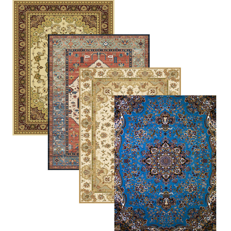 Multicolored parlor rug Nostalgia floral pattern area rug non-slip backing washable rug
