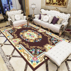 Multicolored parlor rug Nostalgia floral pattern area rug non-slip backing washable rug