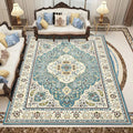 Retro Living Room Carpet Multicolored Floral Pattern Indoor Carpet Polypropylene Non-Slip Machine Washable Carpet