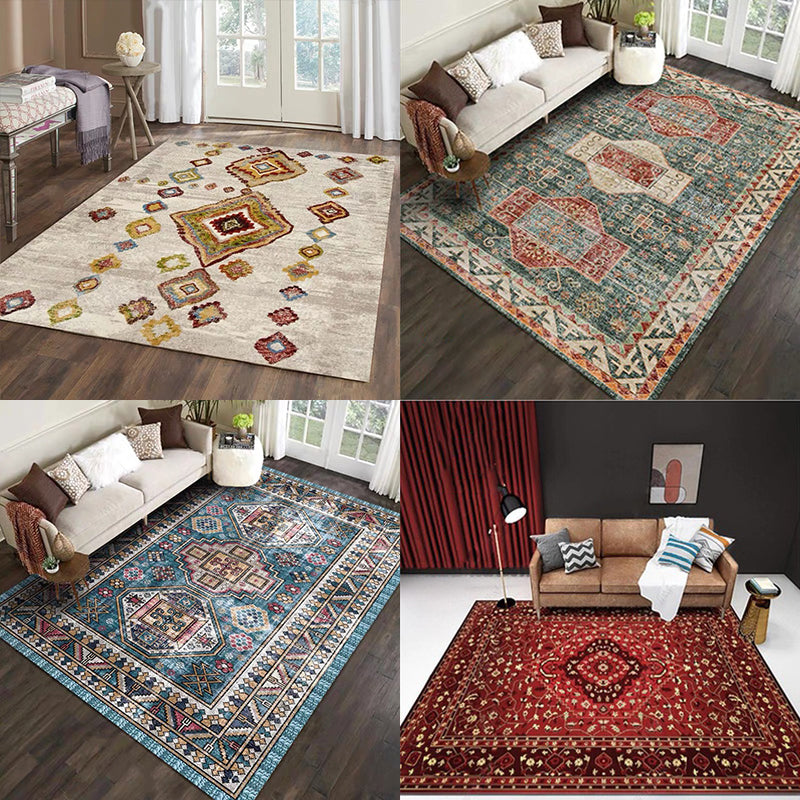 Casual floral printed rug multicolored polypropylene indoor rug non-slip backing easy to care for rug for bedroom
