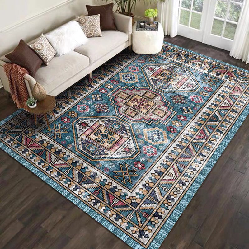 Casual floral printed rug multicolored polypropylene indoor rug non-slip backing easy to care for rug for bedroom