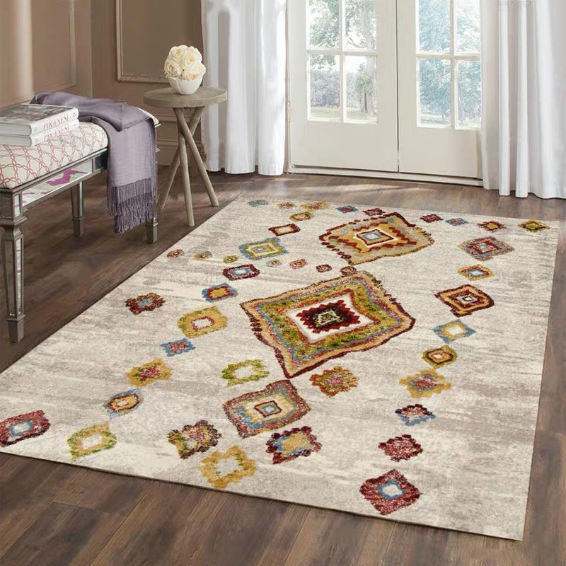 Casual floral printed rug multicolored polypropylene indoor rug non-slip backing easy to care for rug for bedroom