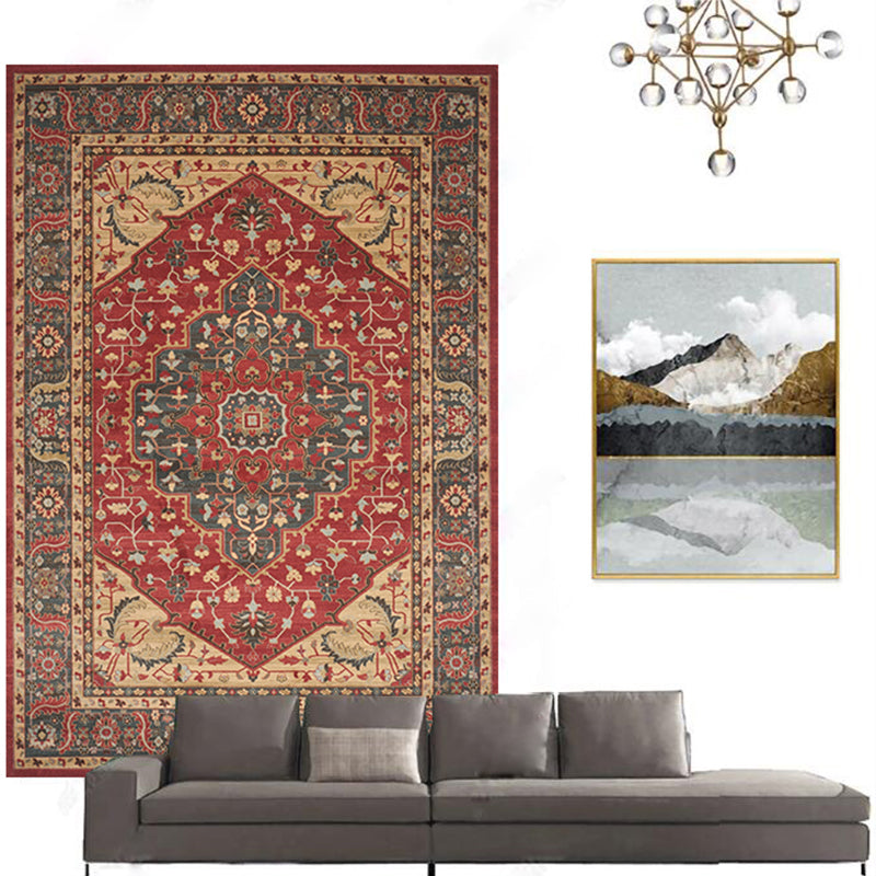 Casual floral printed rug multicolored polypropylene indoor rug non-slip backing easy to care for rug for bedroom