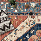 Moroccan Salon Rug Multicolor geometric pattern rug Polypropylene non-slip easy care rug