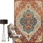 Moroccan Salon Rug Multicolor geometric pattern rug Polypropylene non-slip easy care rug