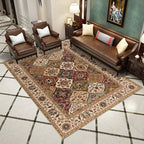 Western Living Room Rug Multi-Color Geo Print Area Rug Synthetic Non-Slip Back Pet-Friendly Rug