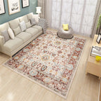 Western Living Room Rug Multi-Color Geo Print Area Rug Synthetic Non-Slip Back Pet-Friendly Rug