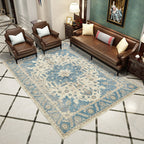 Western Living Room Rug Multi-Color Geo Print Area Rug Synthetic Non-Slip Back Pet-Friendly Rug