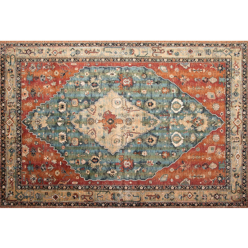 Western Living Room Rug Multi-Color Geo Print Area Rug Synthetic Non-Slip Back Pet-Friendly Rug
