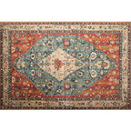 Western Living Room Rug Multi-Color Geo Print Area Rug Synthetic Non-Slip Back Pet-Friendly Rug