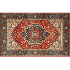 Retro geometric pattern carpet multicolored synthetic area carpet non-slip pet-friendly washable carpet for room