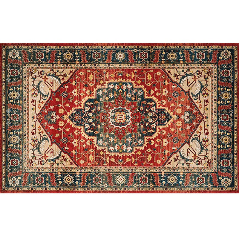 Retro geometric pattern carpet multicolored synthetic area carpet non-slip pet-friendly washable carpet for room