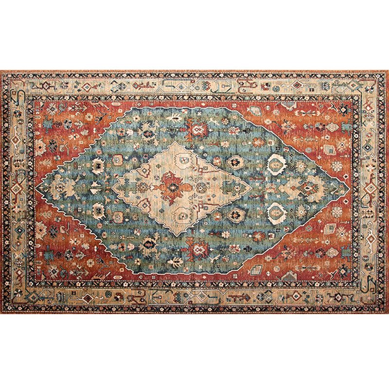 Retro geometric pattern carpet multicolored synthetic area carpet non-slip pet-friendly washable carpet for room
