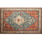 Retro geometric pattern carpet multicolored synthetic area carpet non-slip pet-friendly washable carpet for room
