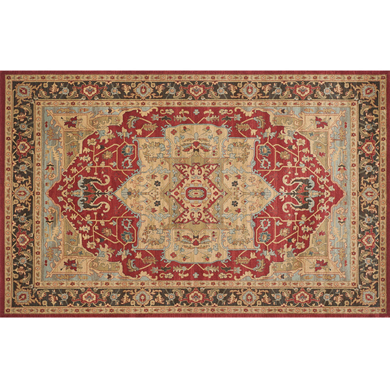 Retro geometric pattern carpet multicolored synthetic area carpet non-slip pet-friendly washable carpet for room