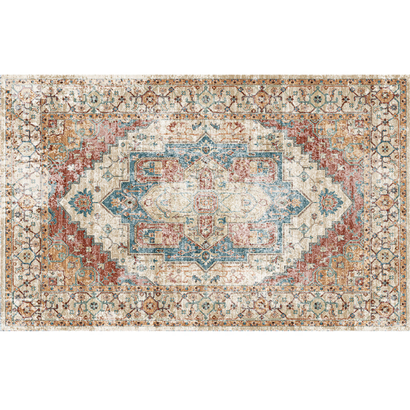 Retro geometric pattern carpet multicolored synthetic area carpet non-slip pet-friendly washable carpet for room