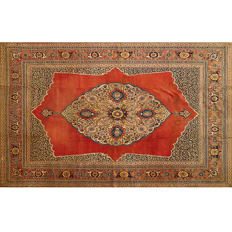 Retro geometric pattern carpet multicolored synthetic area carpet non-slip pet-friendly washable carpet for room