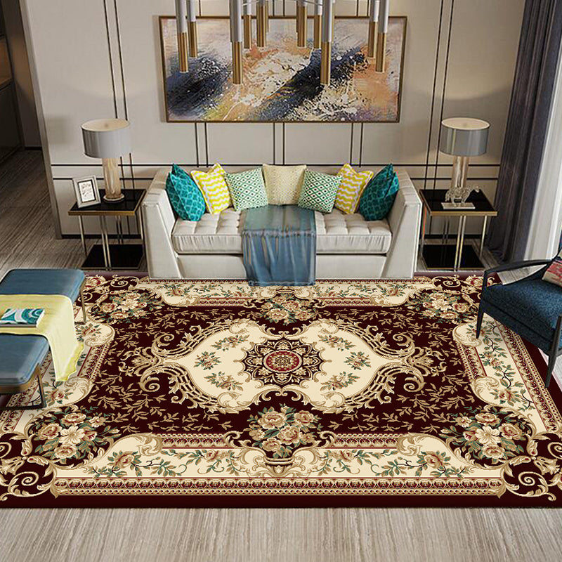Chinese Living Room Rug Multicolored Geometric Printed Area Rug Polyester Non-Slip Pet-Friendly Indoor Rug
