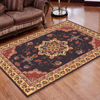Retro Floral Printed Rug Multicolor Synthetic Rug Non-Slip Back Machine Washable Indoor Rug for the Living Room