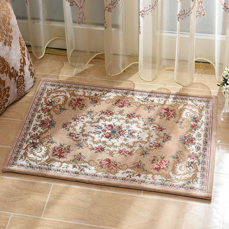 Multicolored bedroom rug Shabby Chic floral pattern area rug acrylic non-slip backing stain-resistant rug