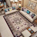 Classic printed rug with floral pattern multicolored indoor rug non-slip backing pet-friendly rug