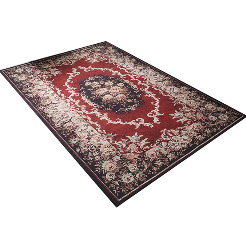 Classic printed rug with floral pattern multicolored indoor rug non-slip backing pet-friendly rug