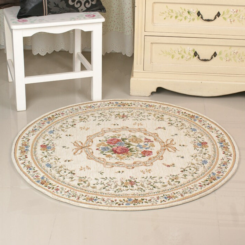 Fancyn Multicolored Olden Carpet Synthetic Floral Printed Indoor Rug Non-Slip Back Stain Resistant Rug for Bedroom